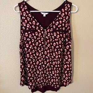 Candie's Purple & Red Sleeveless Tank Top with V-Neckline Zip Front Size L